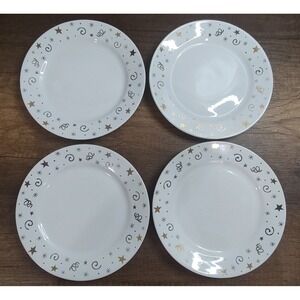 Pampered Chef 8" Dessert Plates Celebration Holiday Stars Swirls